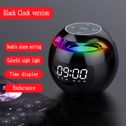 Bluetooth compatible 5.0 Speaker with LED Digital Alarm Clock Music Player Wireless Ball Shape Clock Speaker Mini BT Speaker